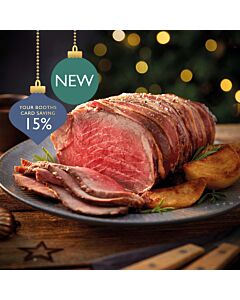 Booths British Topside Beef Wrapped in Bacon with Salt & Pepper Butter 1.84kg